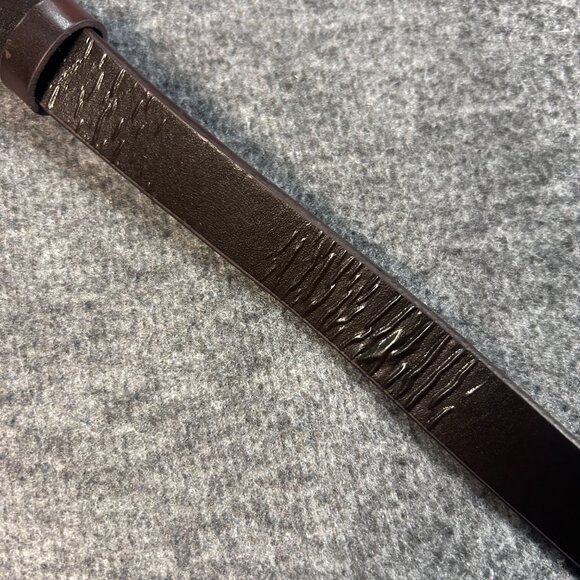 Coldwater Creek Slim Brown Genuine Leather Belt Blue Clip Buckle Women's Size L - Picture 8 of 11